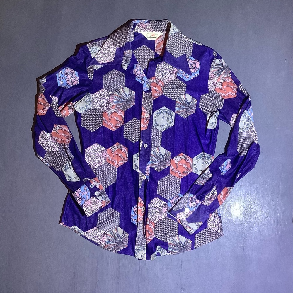 Vintage 1970s RD #2 Women’s Long Sleeve Button Down Shirt | Size 9/10